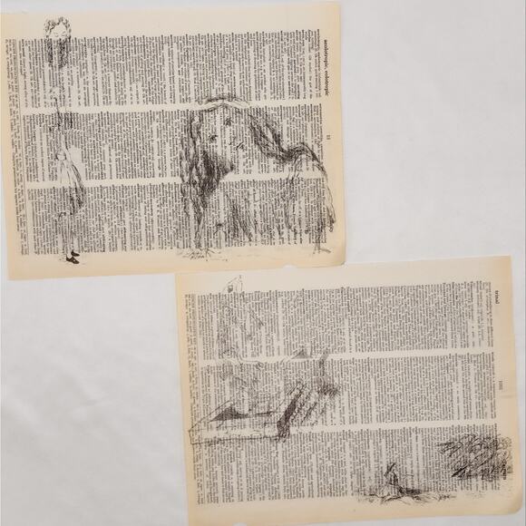 Alice in Wonderland Dictionary Prints 3, Black and White Alice Prints - Picture 2 of 6